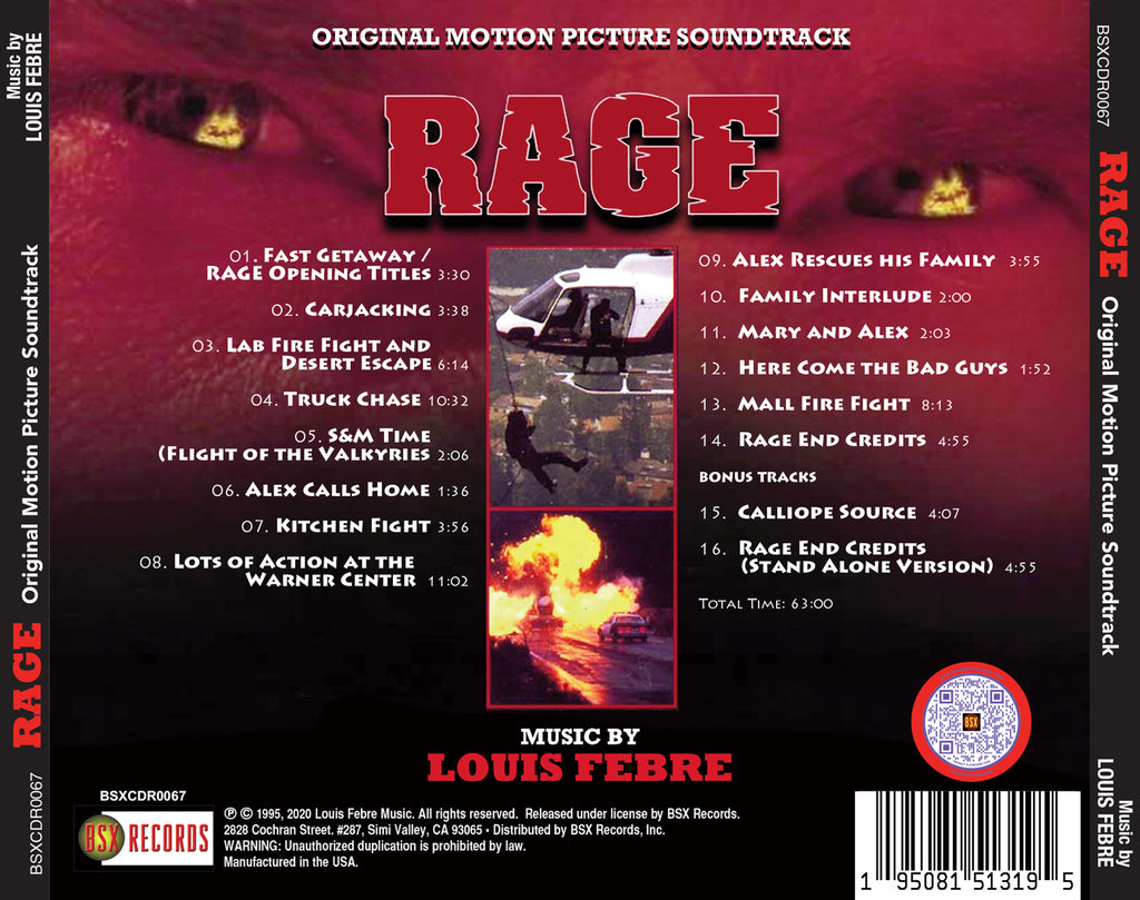 RAGE - Original Motion Picture Soundtrack by Louis Febre | Buysoundtrax