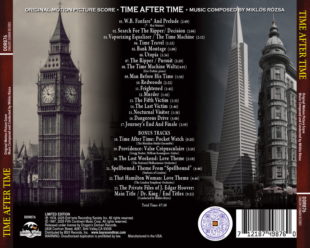 Time After Time TIME AFTER TIME: Original Motion Picture Score | Buysoundtrax